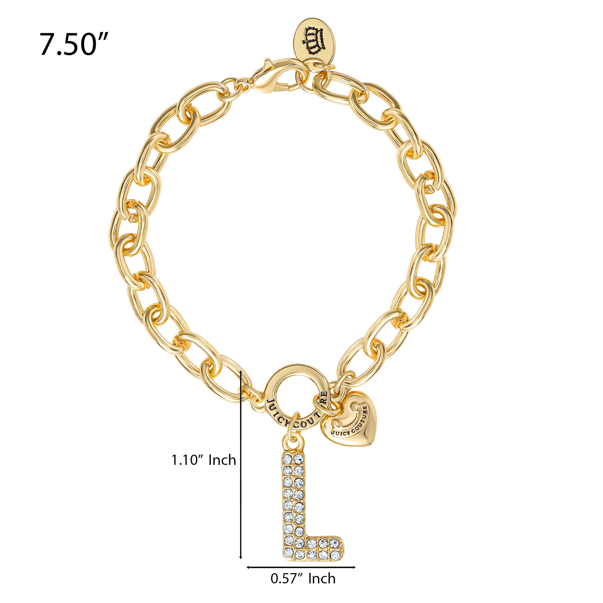 Pav?? Initial Charm Bracelet. Letter L - Image 2