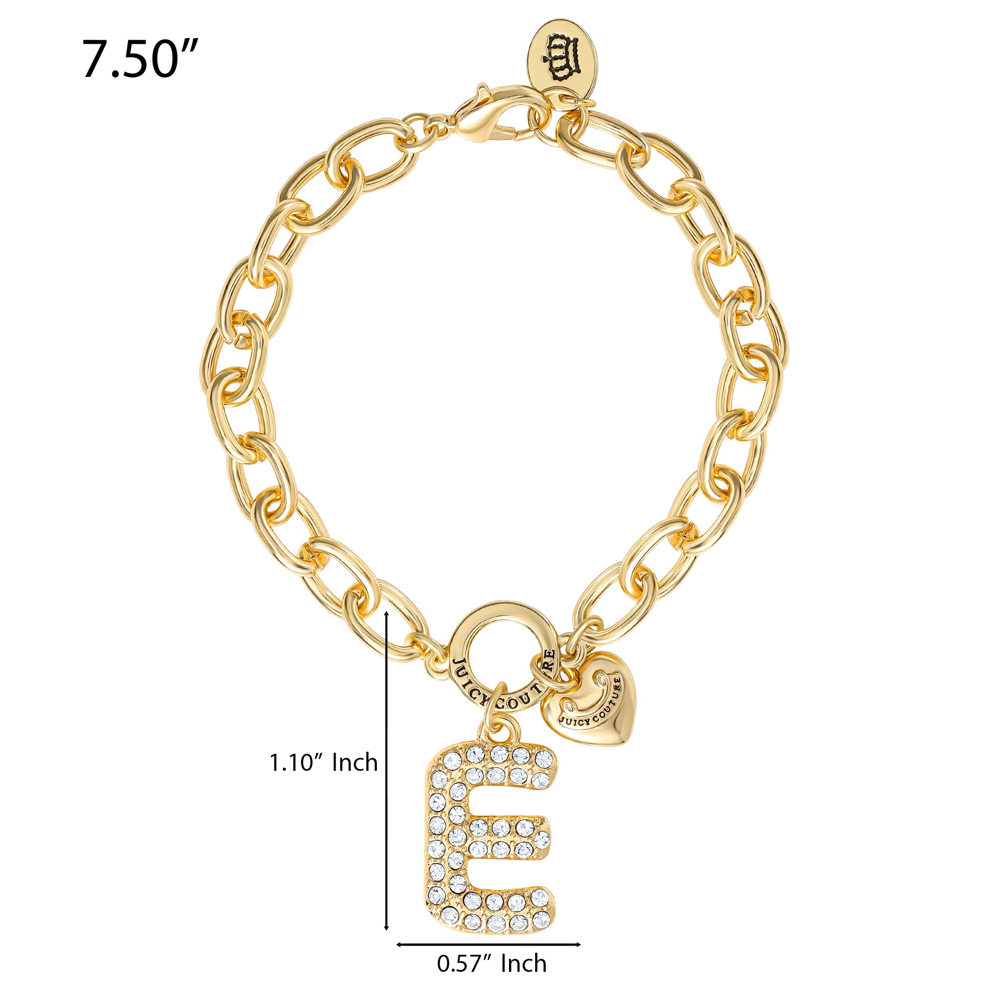 Pav?? Initial Charm Bracelet. Letter E - Image 2
