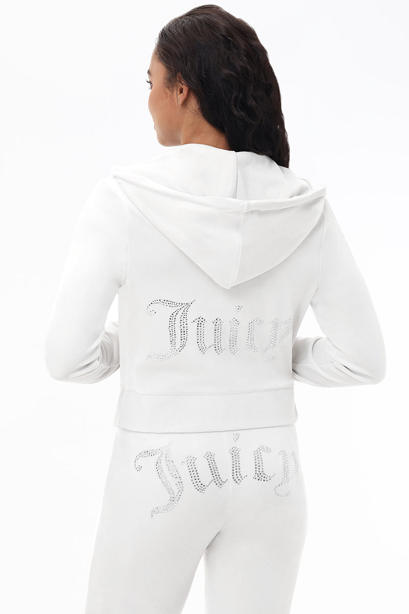 Custom Initial OG Big Bling Velour Hoodie - Image 2