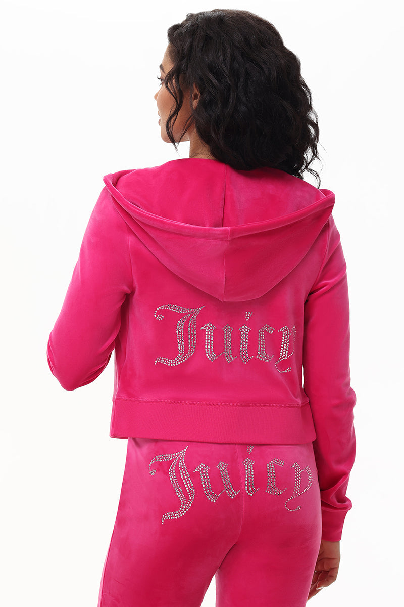 Custom Initial OG Big Bling Velour Hoodie - Image 2