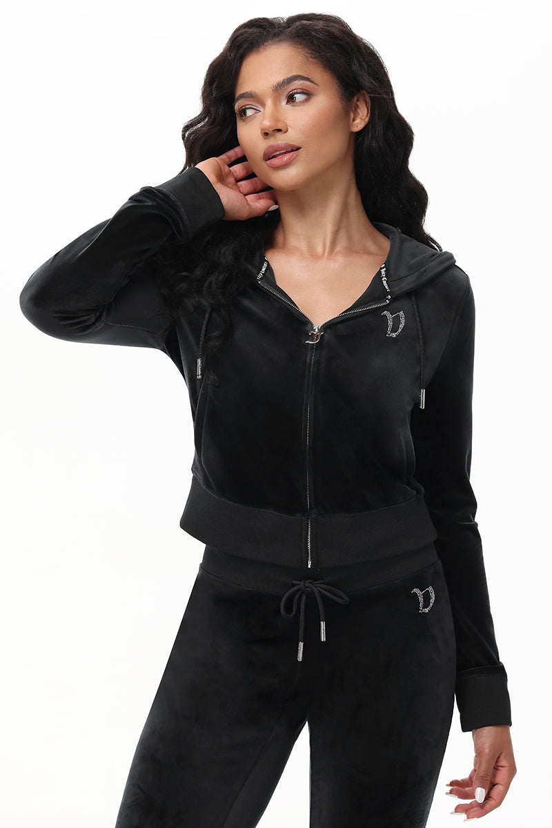Custom Initial OG Big Bling Velour Hoodie - Image 24