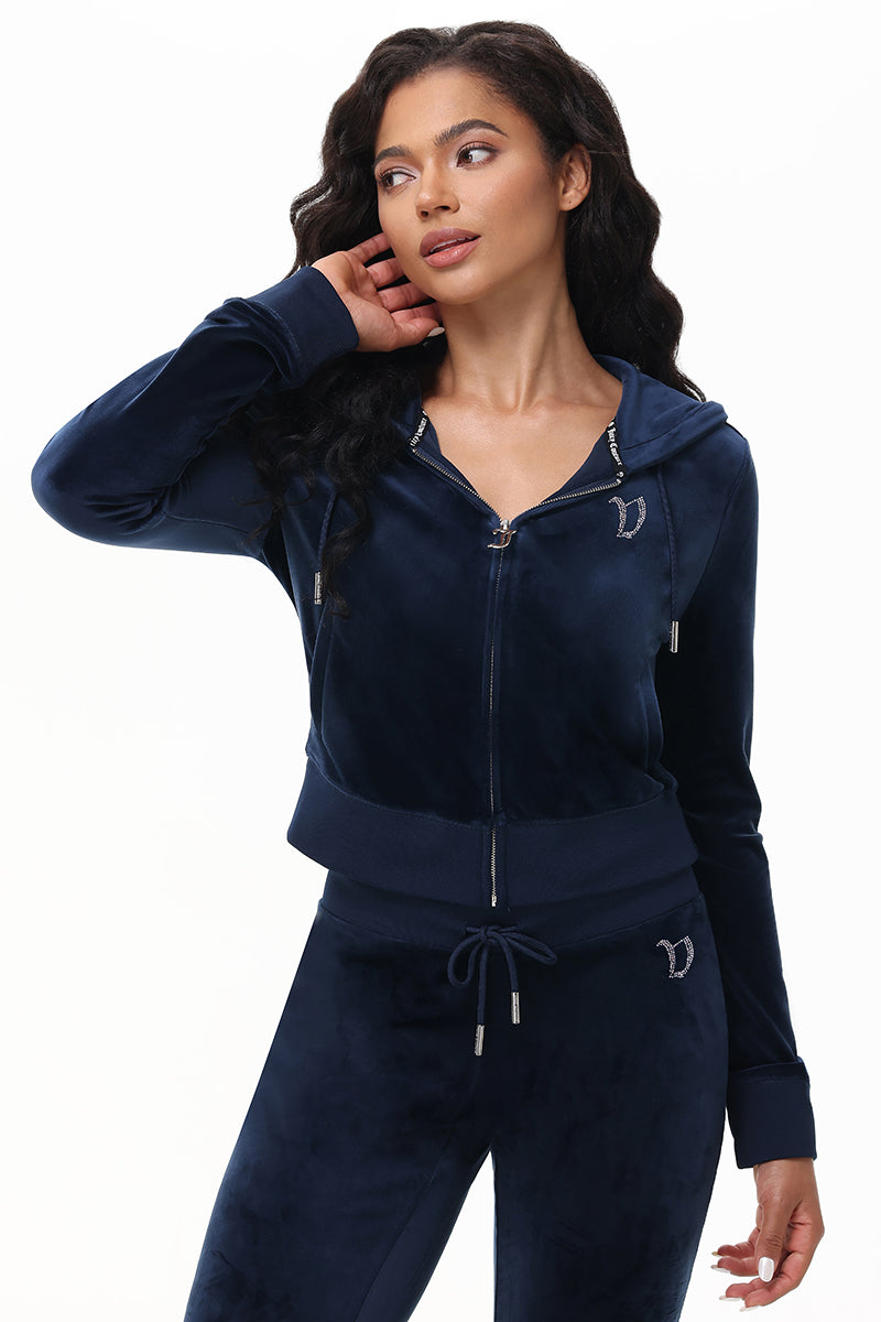 Custom Initial OG Big Bling Velour Hoodie - Image 24