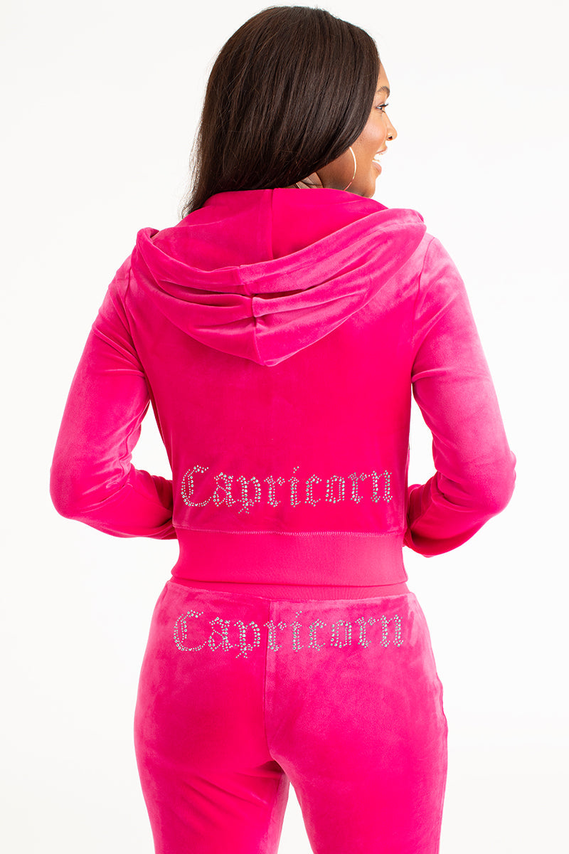 Capricorn Customizable Big Bling Velour Hoodie - Image 3