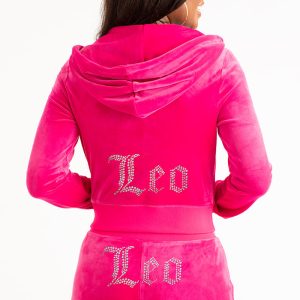 Leo Customizable Big Bling Velour Hoodie