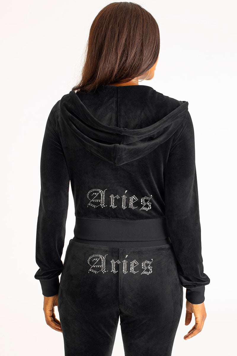 Aries Customizable Big Bling Velour Hoodie - Image 3