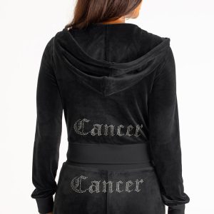 Cancer Customizable Big Bling Velour Hoodie