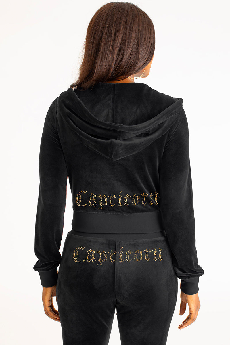 Capricorn Customizable Big Bling Velour Hoodie - Image 3