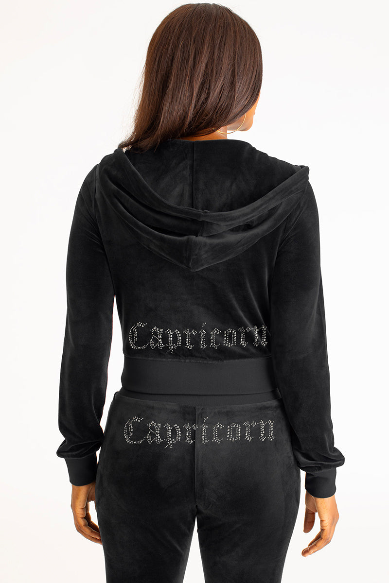 Capricorn Customizable Big Bling Velour Hoodie