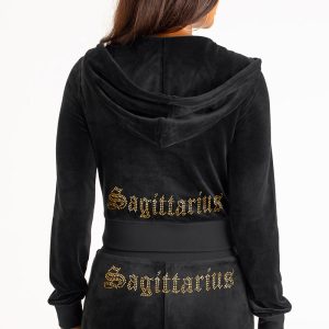 Sagittarius Customizable Big Bling Velour Hoodie