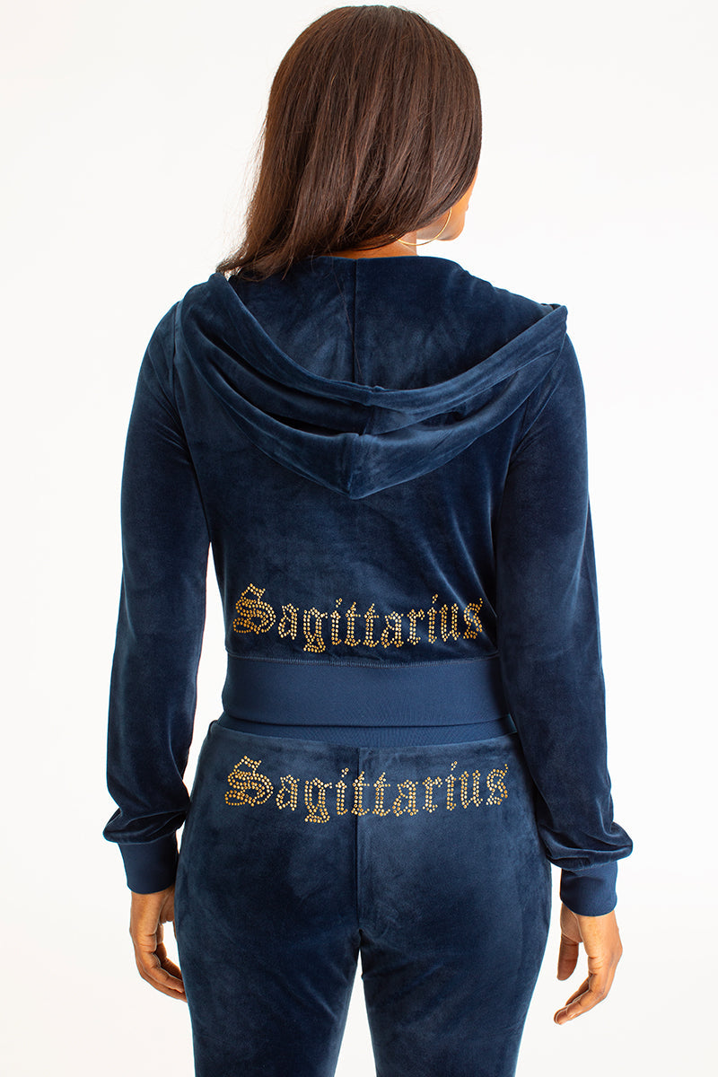 Sagittarius Customizable Big Bling Velour Hoodie