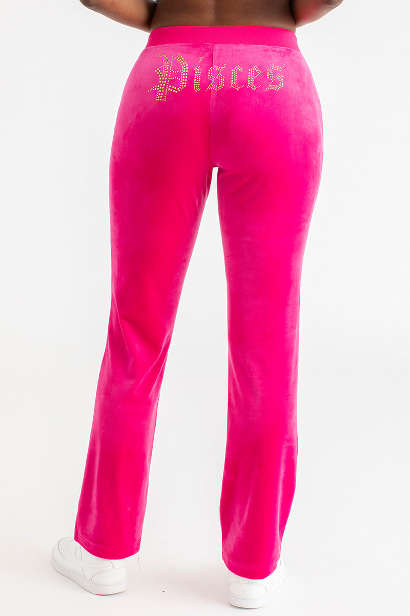 Pisces Customizable Big Bling Velour Track Pants