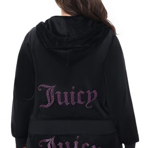 Plus-Size Technicolor Customizable Big Bling Velour Hoodie