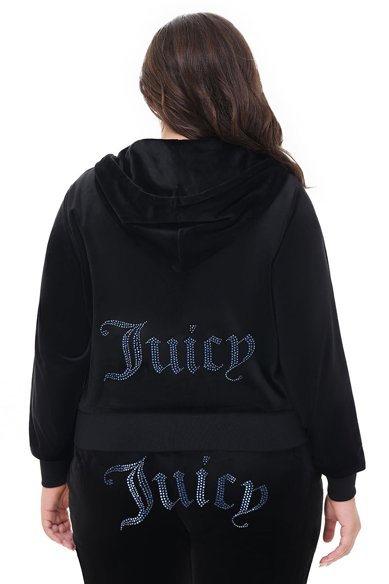 Plus-Size Technicolor Customizable Big Bling Velour Hoodie - Image 5