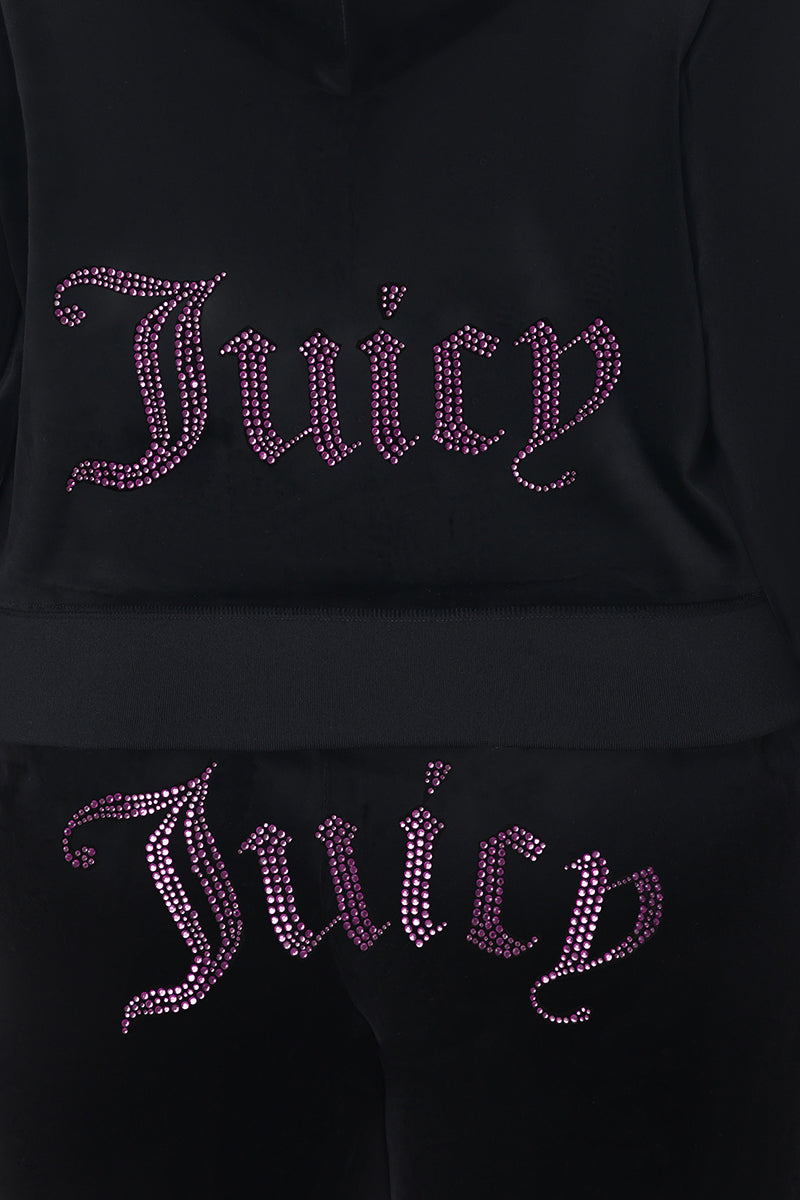 Plus-Size Technicolor Customizable Big Bling Velour Hoodie - Image 2