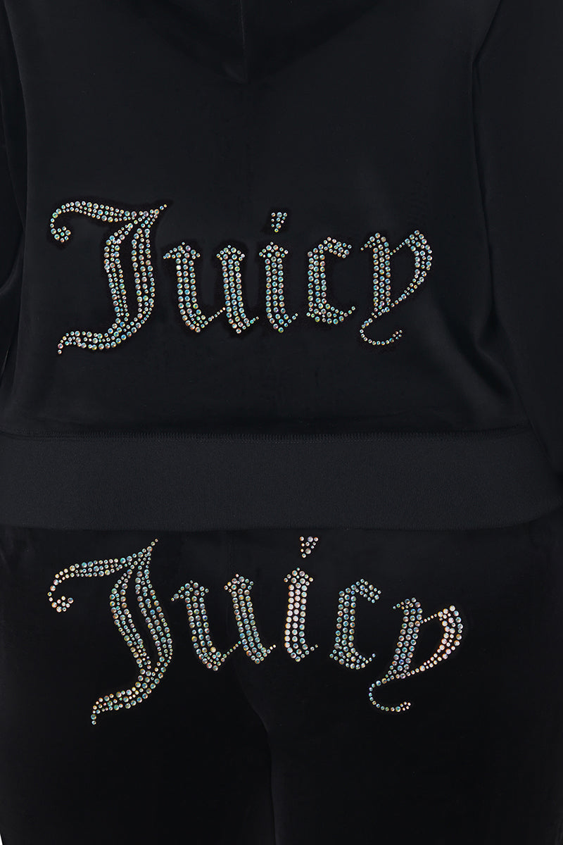 Plus-Size Technicolor Customizable Big Bling Velour Hoodie - Image 8