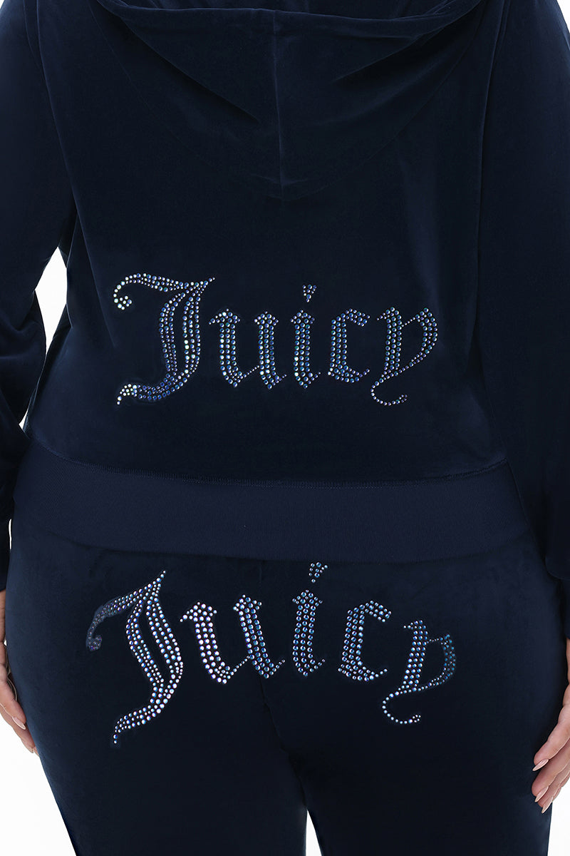 Plus-Size Technicolor Customizable Big Bling Velour Hoodie - Image 8
