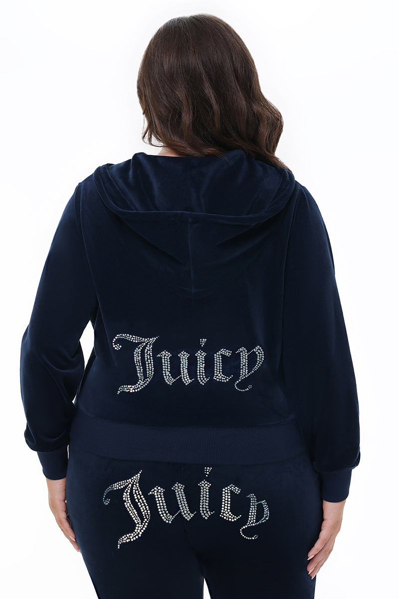 Plus-Size Technicolor Customizable Big Bling Velour Hoodie