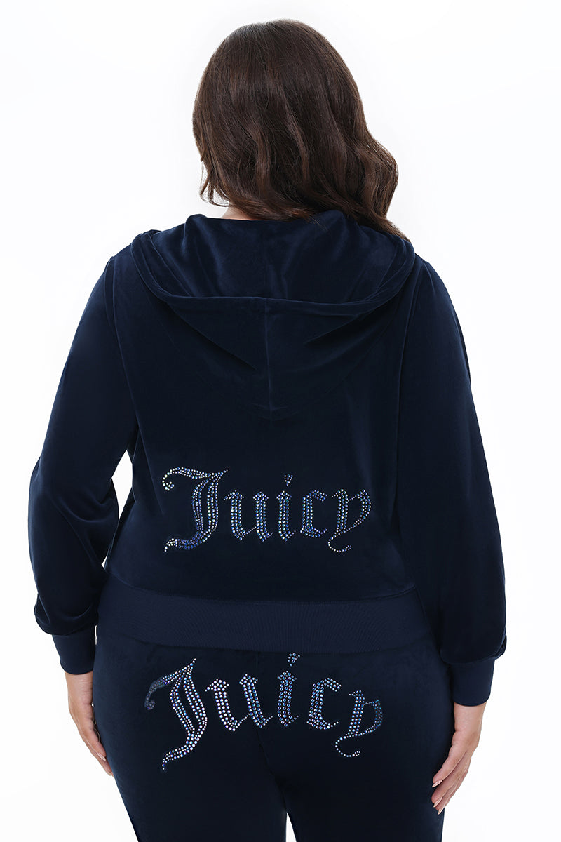 Plus-Size Technicolor Customizable Big Bling Velour Hoodie - Image 7
