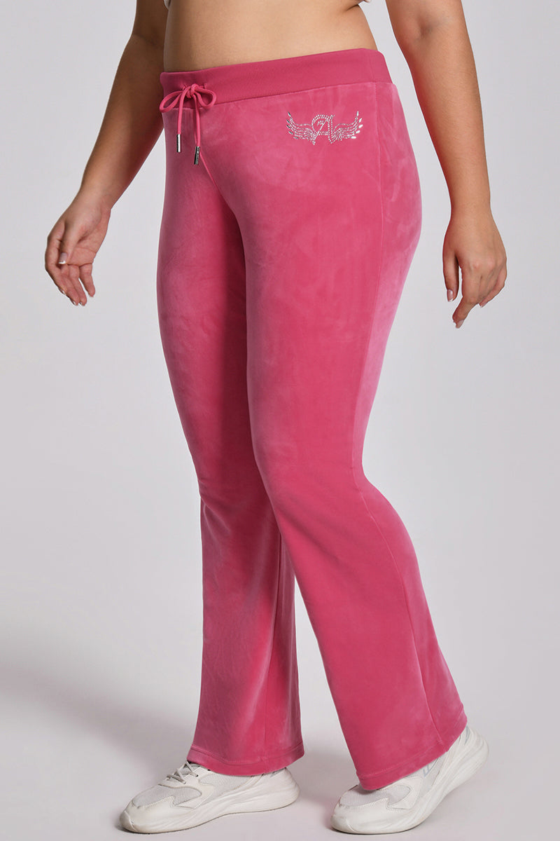 Plus-Size Angel Couture Big Bling Velour Track Pants