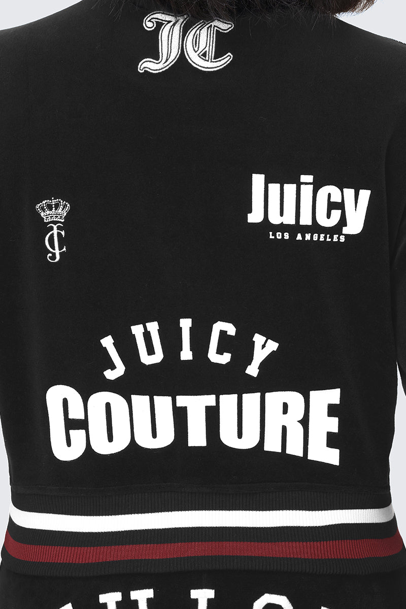 Mixed Logo Cotton Velour Bomber Jacket - Image 5