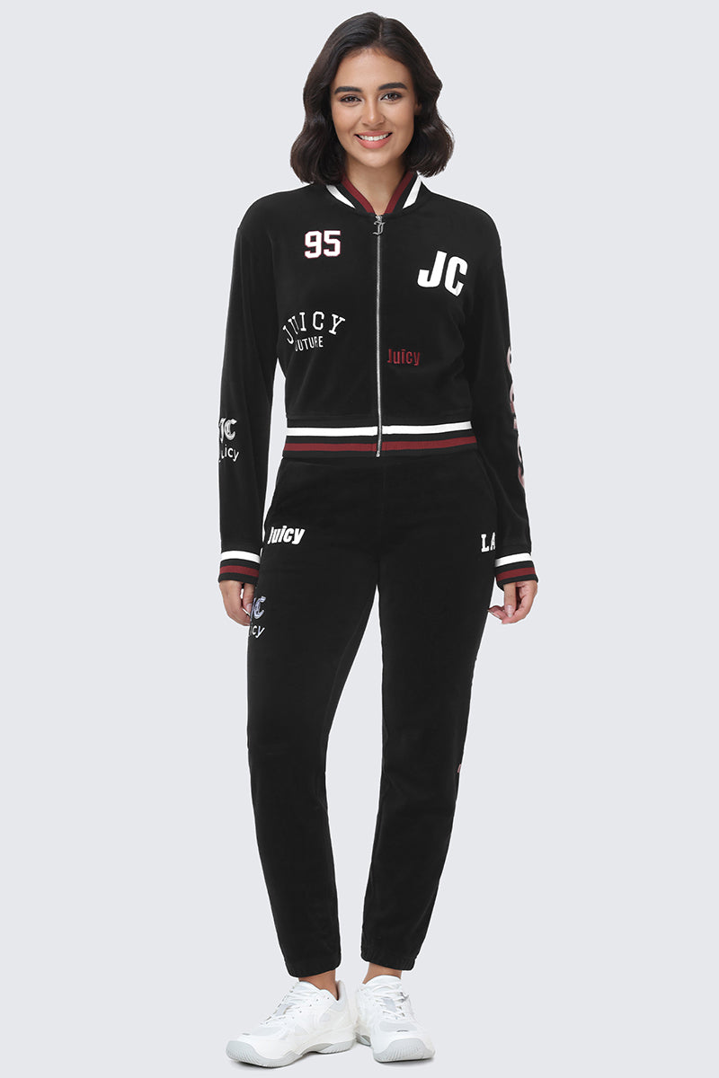 Mixed Logo Cotton Velour Bomber Jacket - Image 8