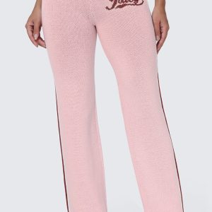 Contrast Knit Wide Leg Pants