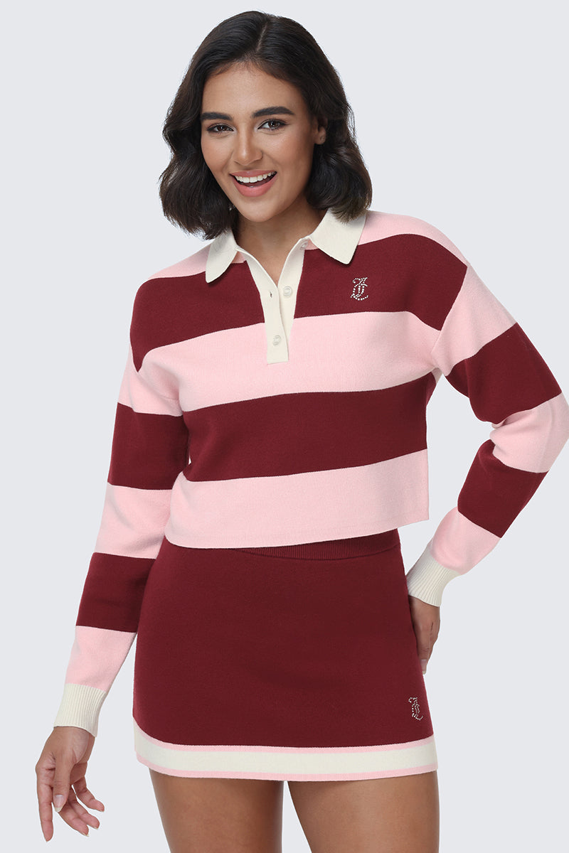 Small Bling Knit Cropped Polo