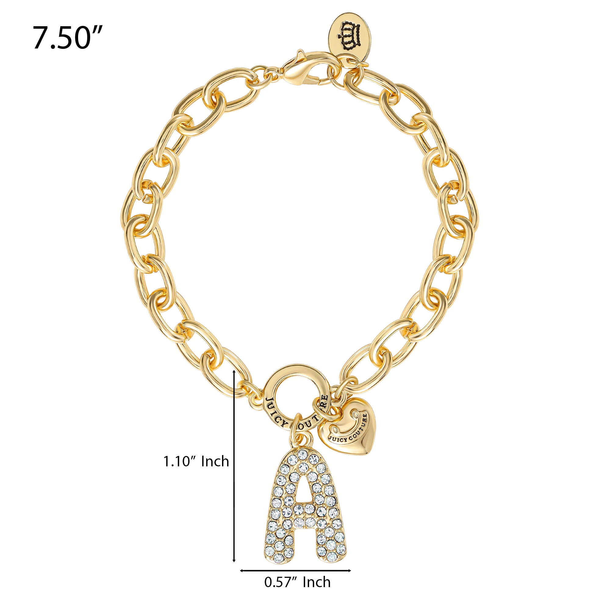 Pav?? Initial Charm Bracelet. Letter A - Image 3