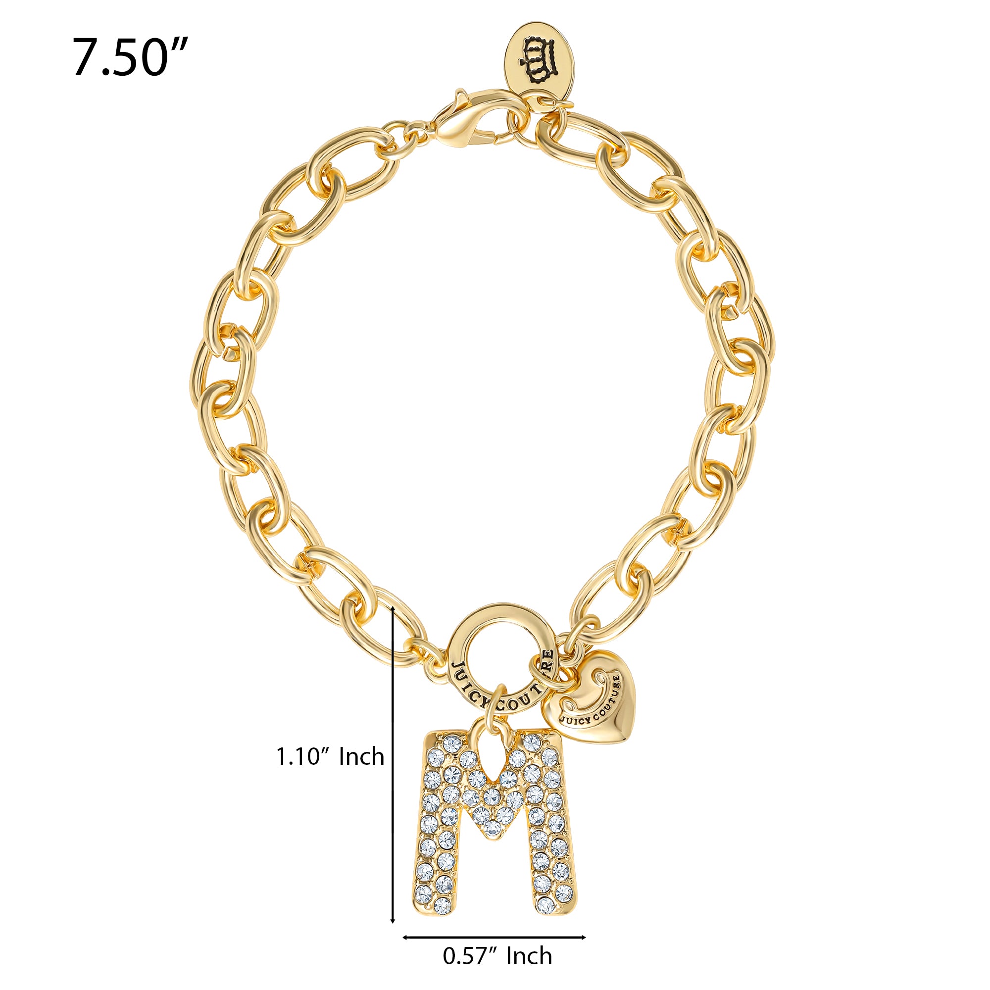 Pav?? Initial Charm Bracelet. Letter M - Image 3