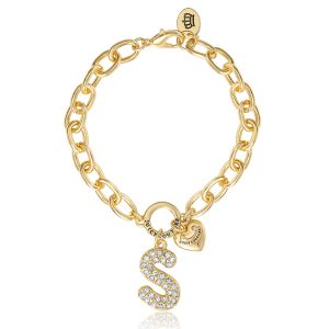 Pav?? Initial Charm Bracelet. Letter S