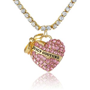 Pink Pav?? Heart Pendant Necklace