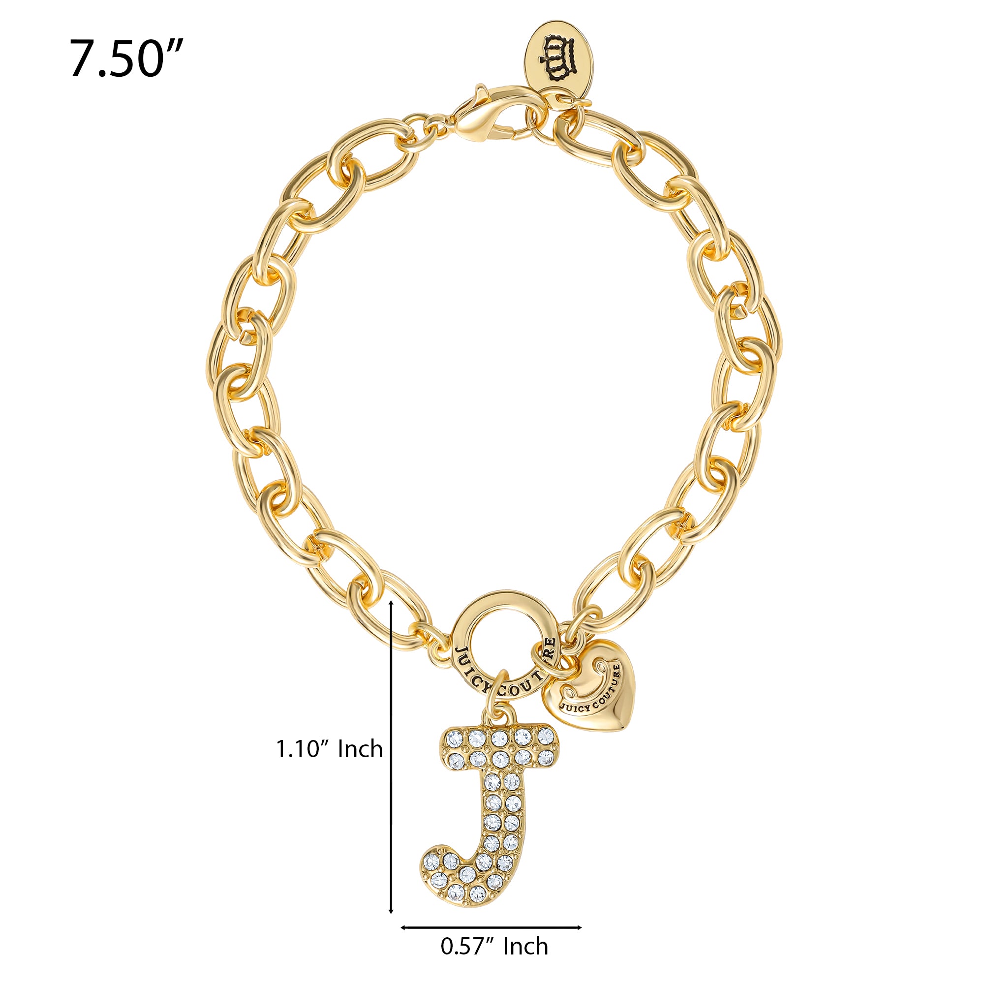 Pav?? Initial Charm Bracelet. Letter J - Image 2
