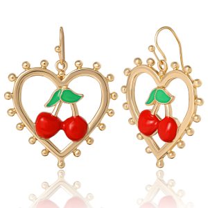 Cherry Heart Drop Earrings