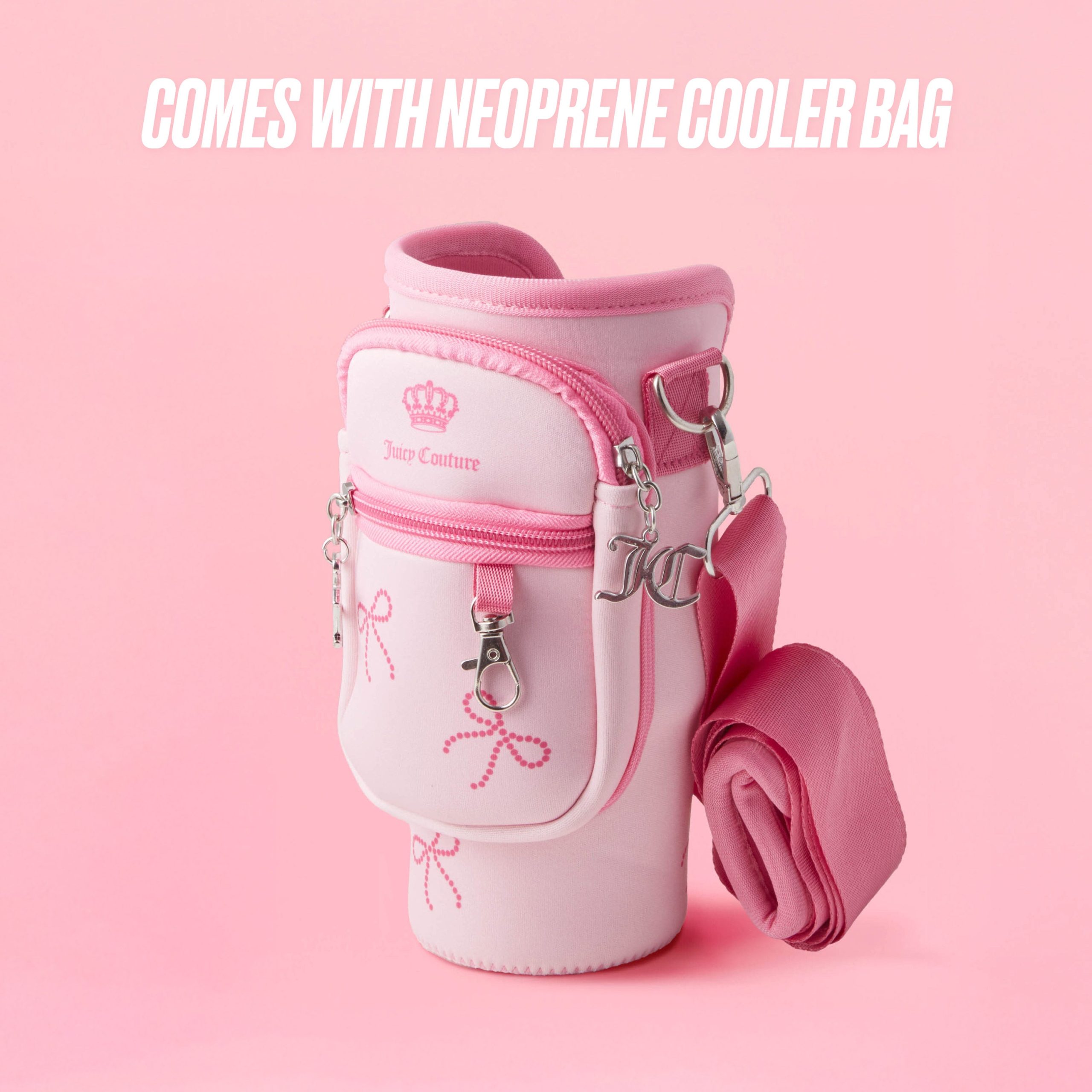 Jetsetter Hydration Stainless Steel Tumbler with Handle. Straw & Topper with Neoprene Crossbody Pouch - Image 5