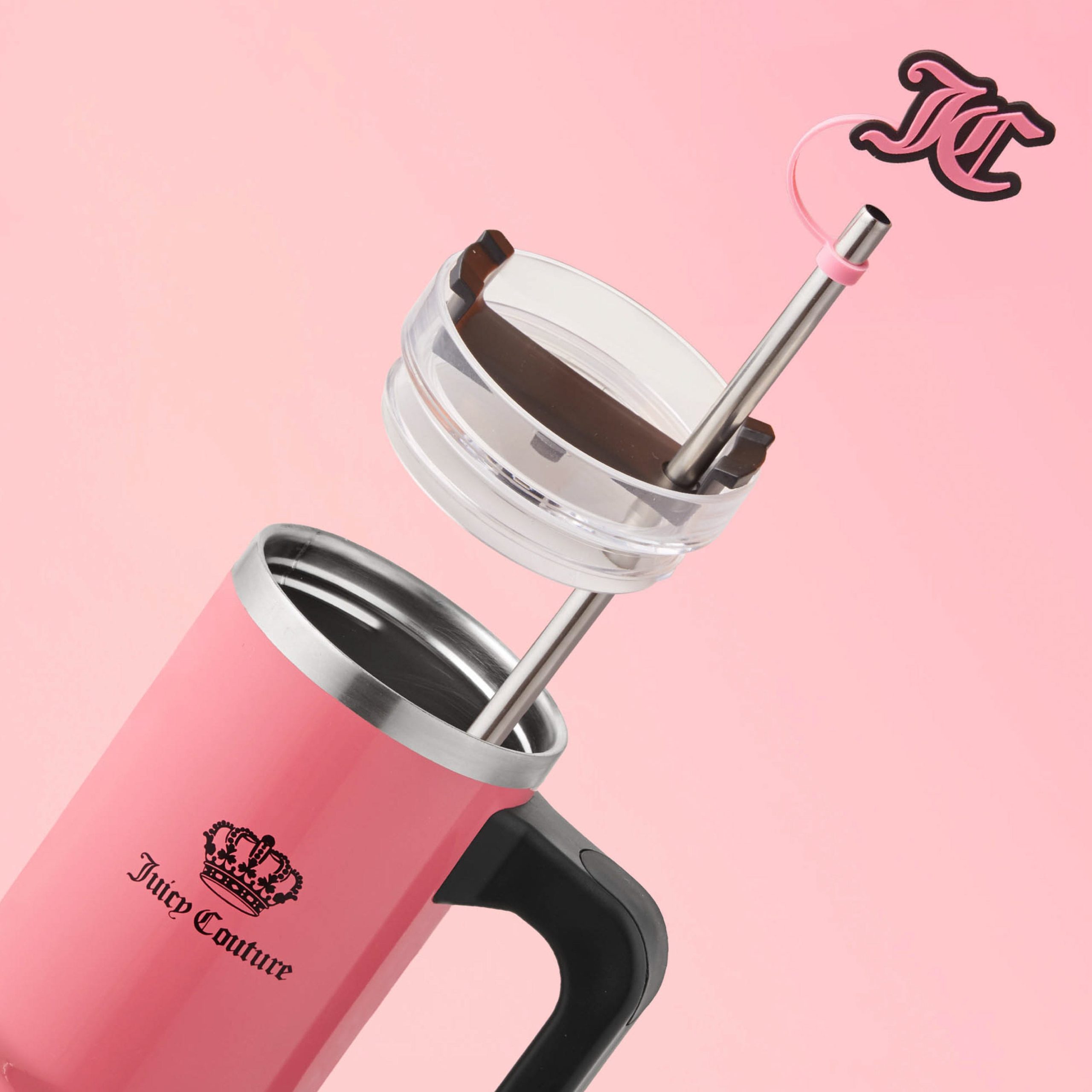 Jetsetter Hydration Stainless Steel Tumbler with Handle. Straw & Topper with Neoprene Crossbody Pouch - Image 7