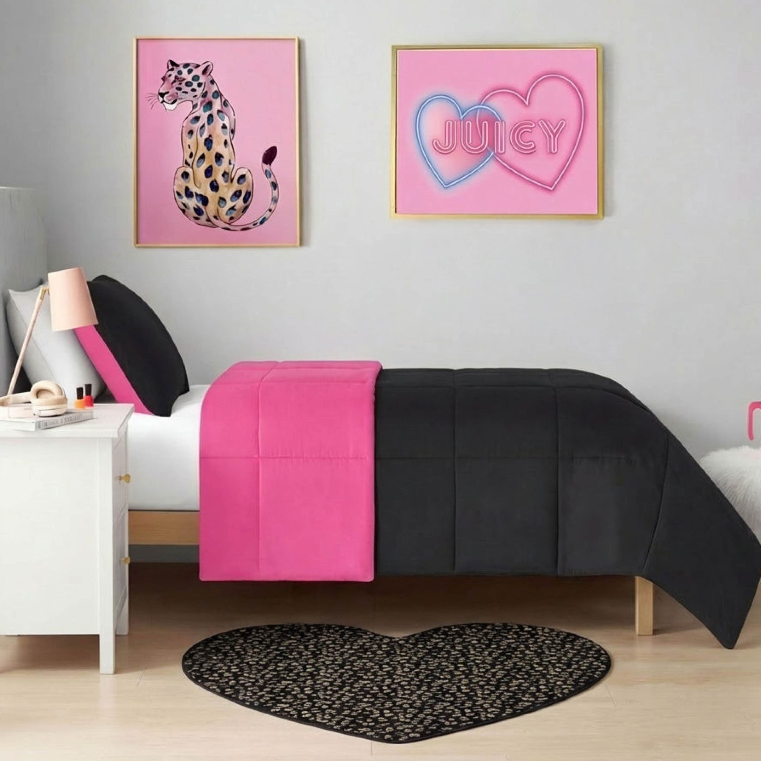 Metallic Leopard Plush Rug. 3' Heart - Image 2
