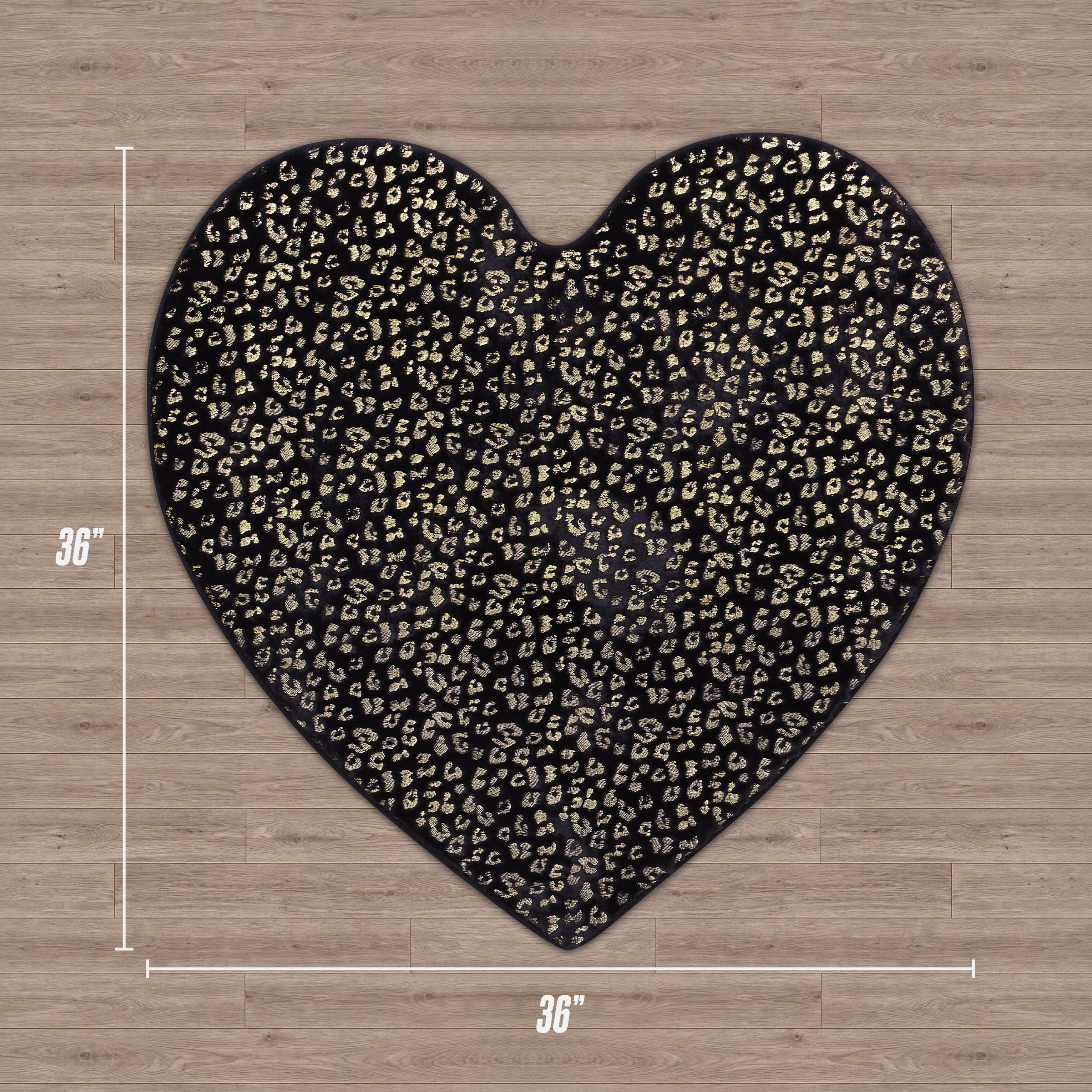 Metallic Leopard Plush Rug. 3' Heart - Image 3