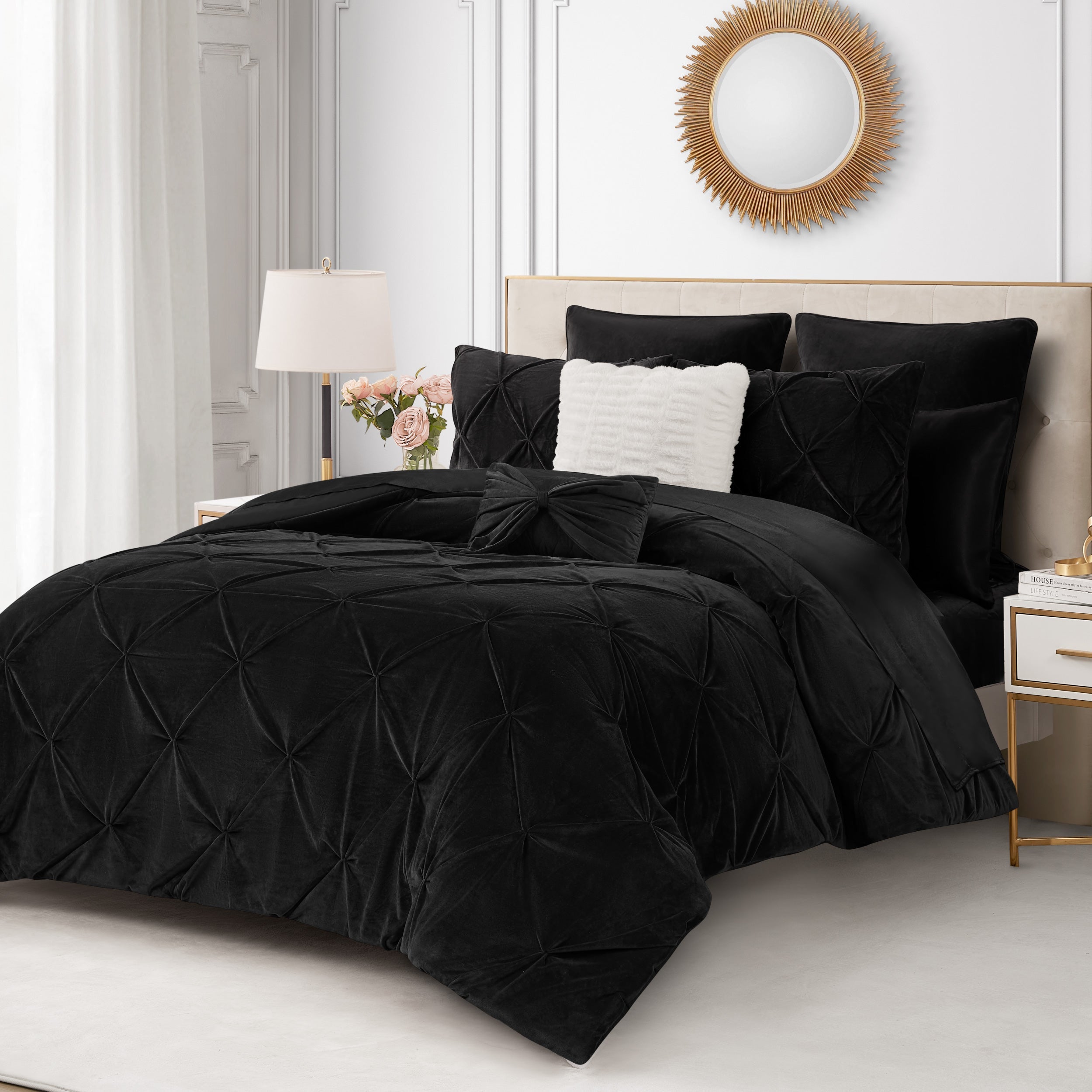 Kiss Pleat Micromink Comforter Set With Decorative Pillows - Image 4