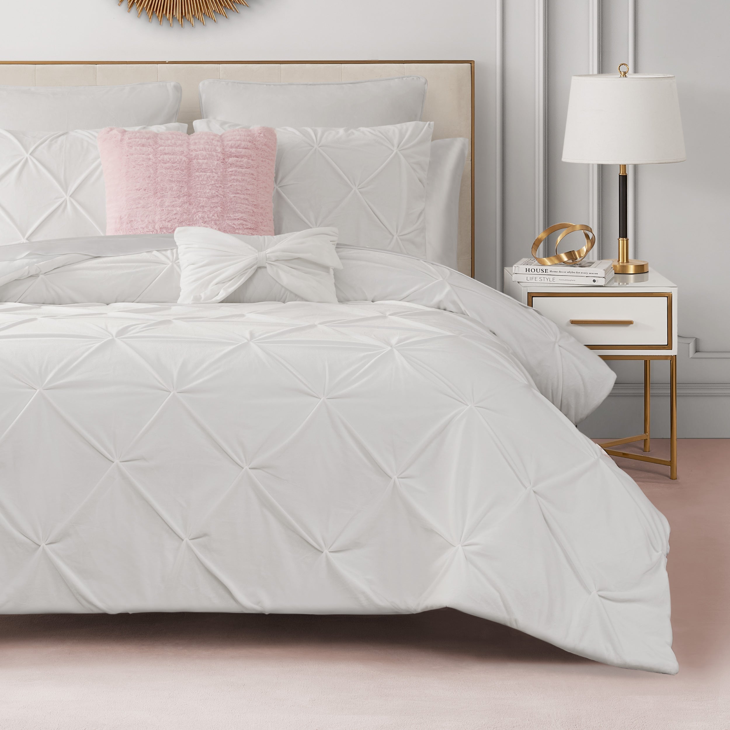 Kiss Pleat Micromink Comforter Set With Decorative Pillows - Image 3