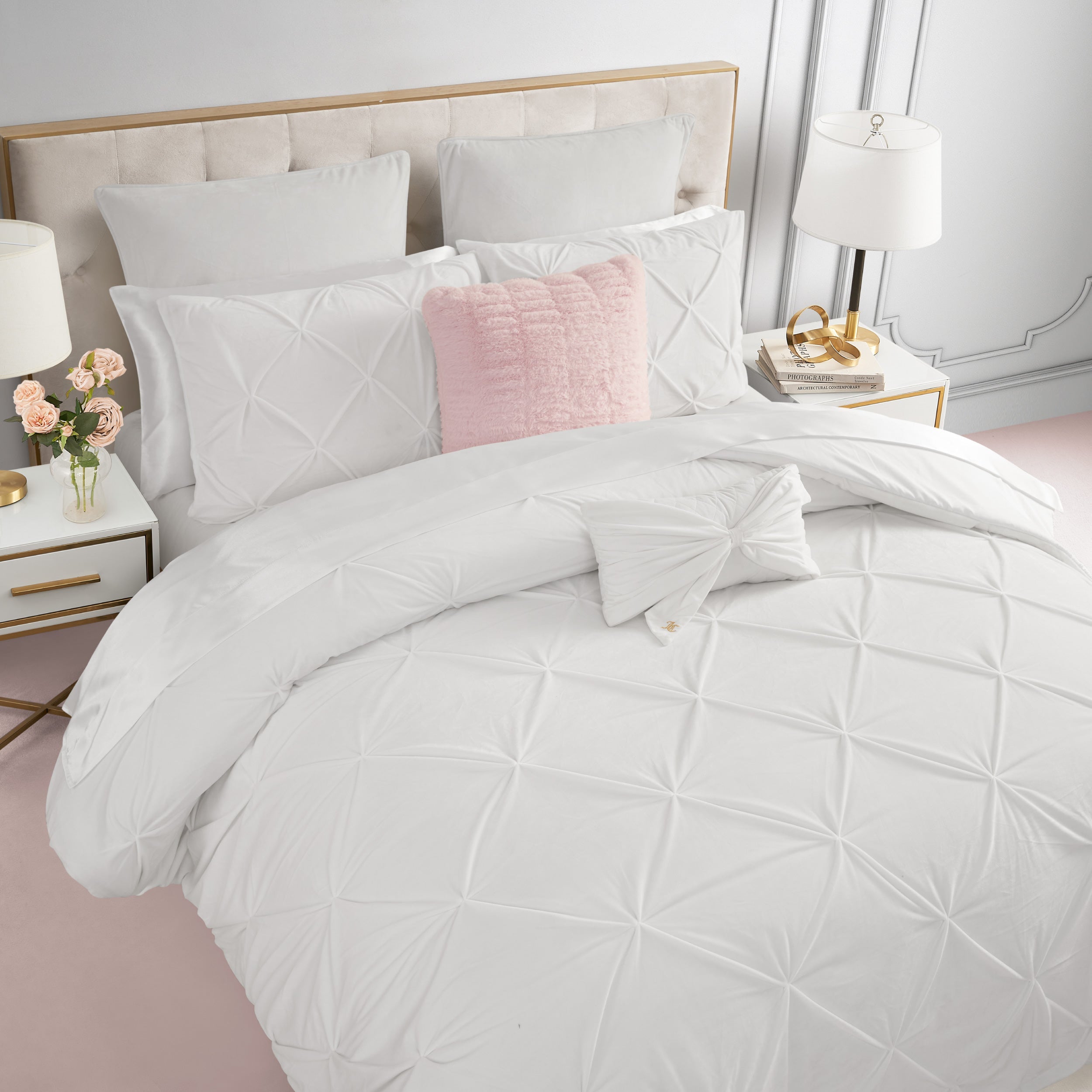 Kiss Pleat Micromink Comforter Set With Decorative Pillows - Image 2