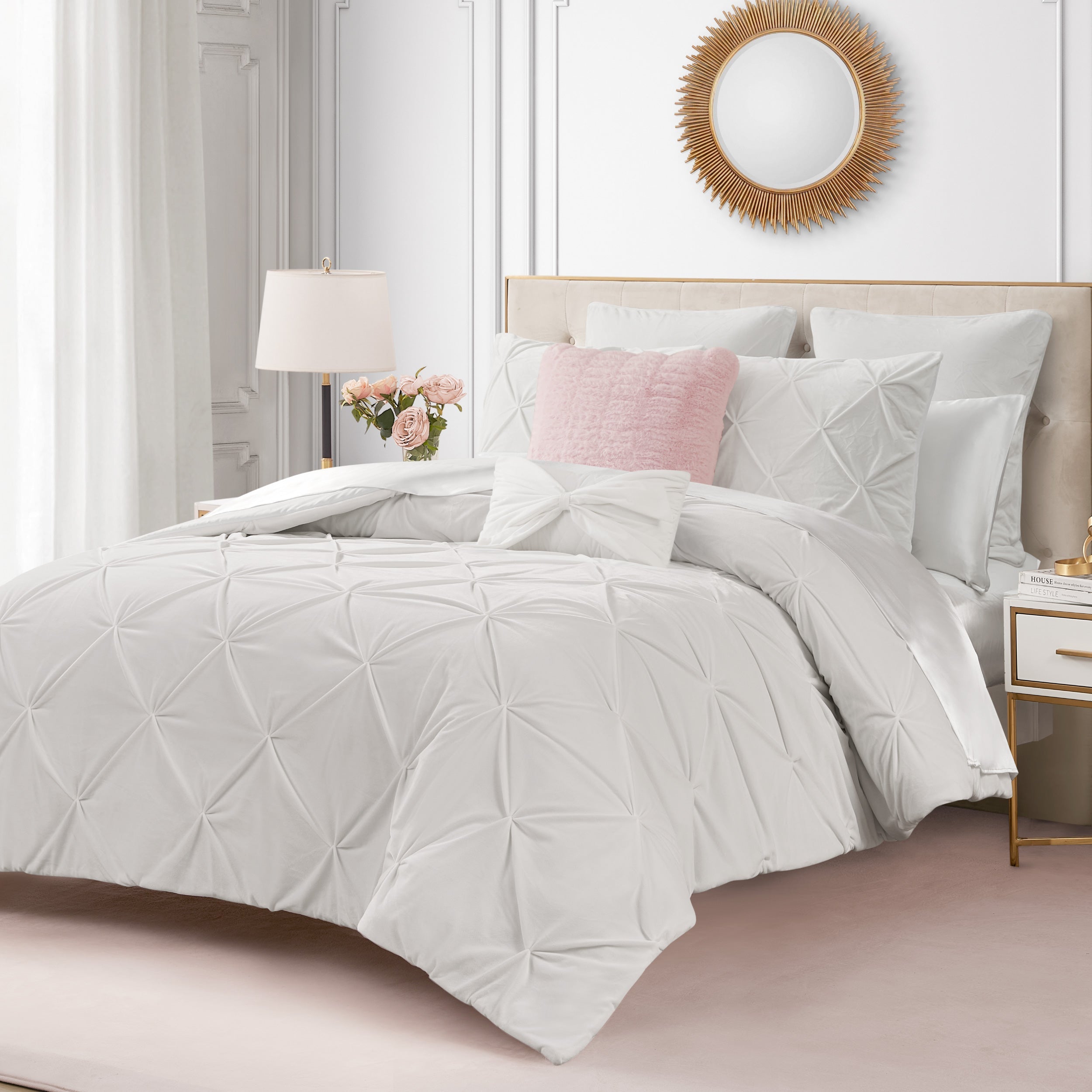 Kiss Pleat Micromink Comforter Set With Decorative Pillows - Image 4