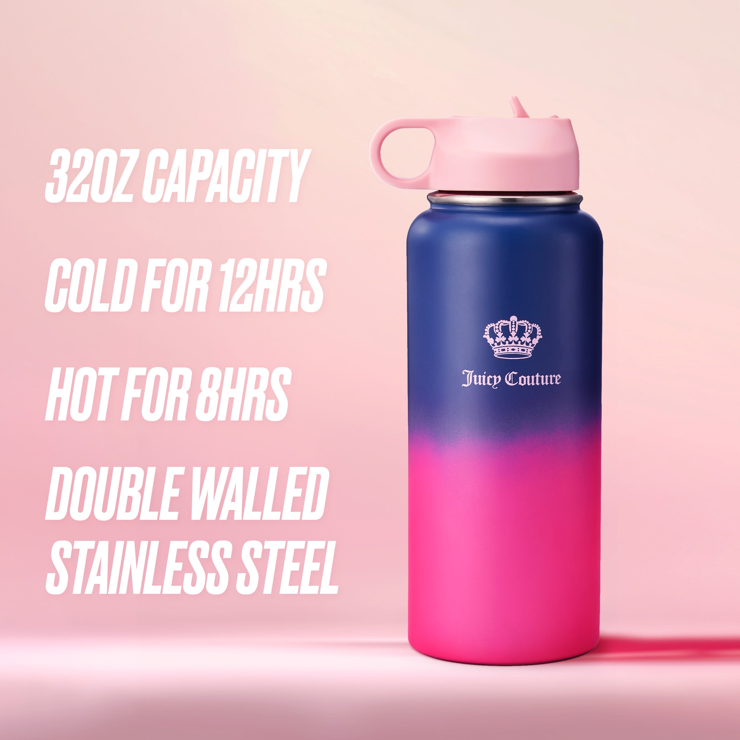 Go Girl Stainless Steel Water Bottle with Pop-up Straw - Image 4