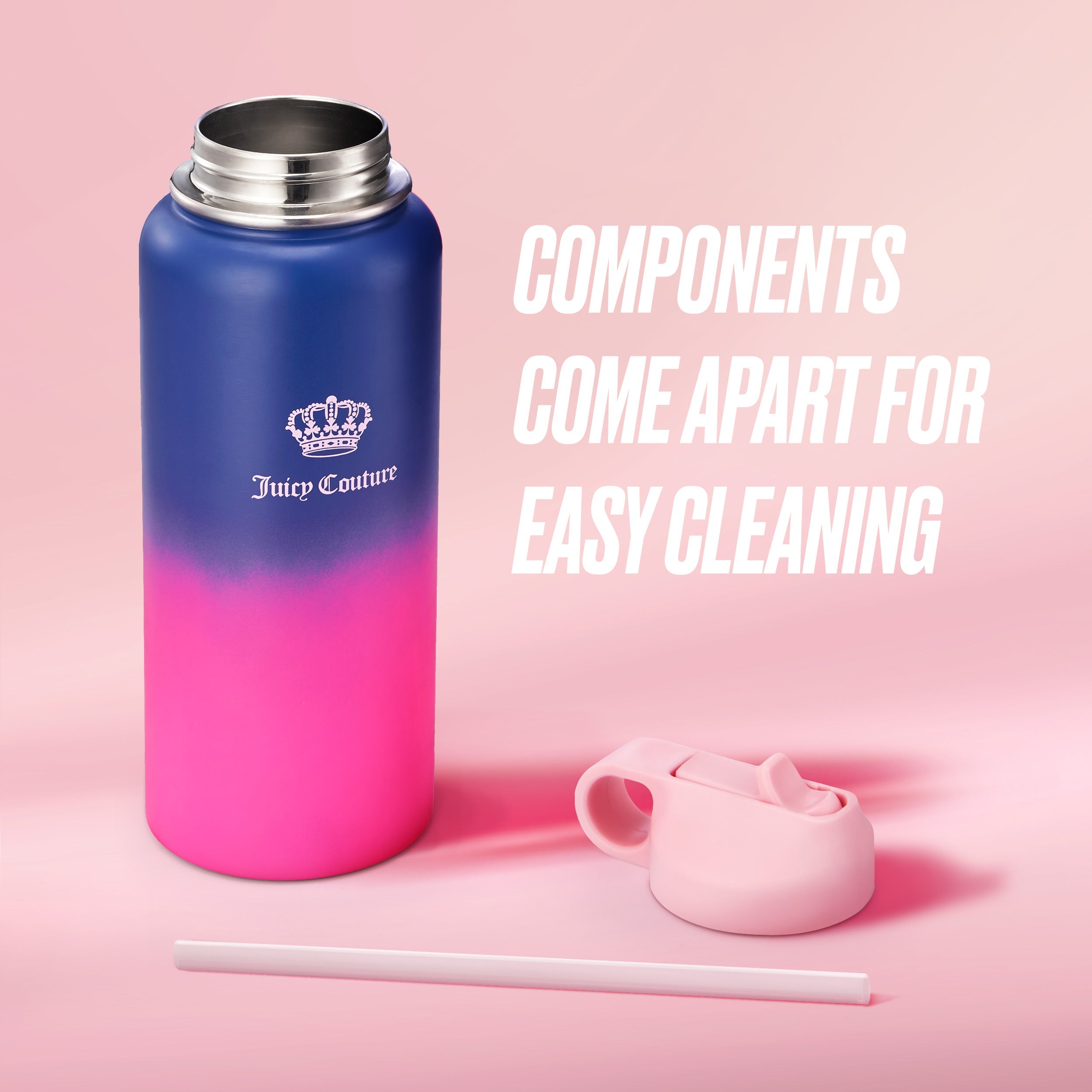 Go Girl Stainless Steel Water Bottle with Pop-up Straw - Image 3
