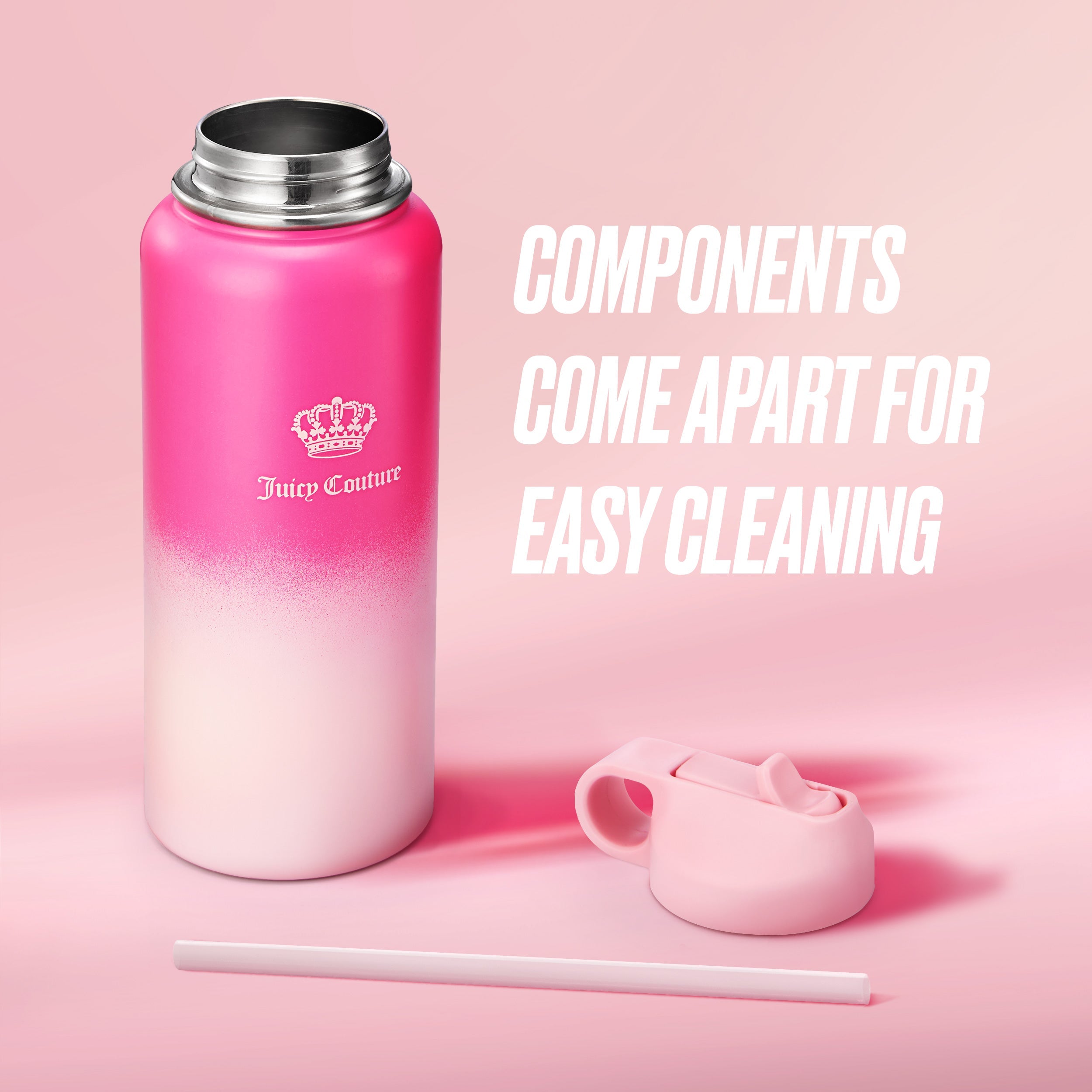 Go Girl Stainless Steel Water Bottle with Pop-up Straw - Image 4