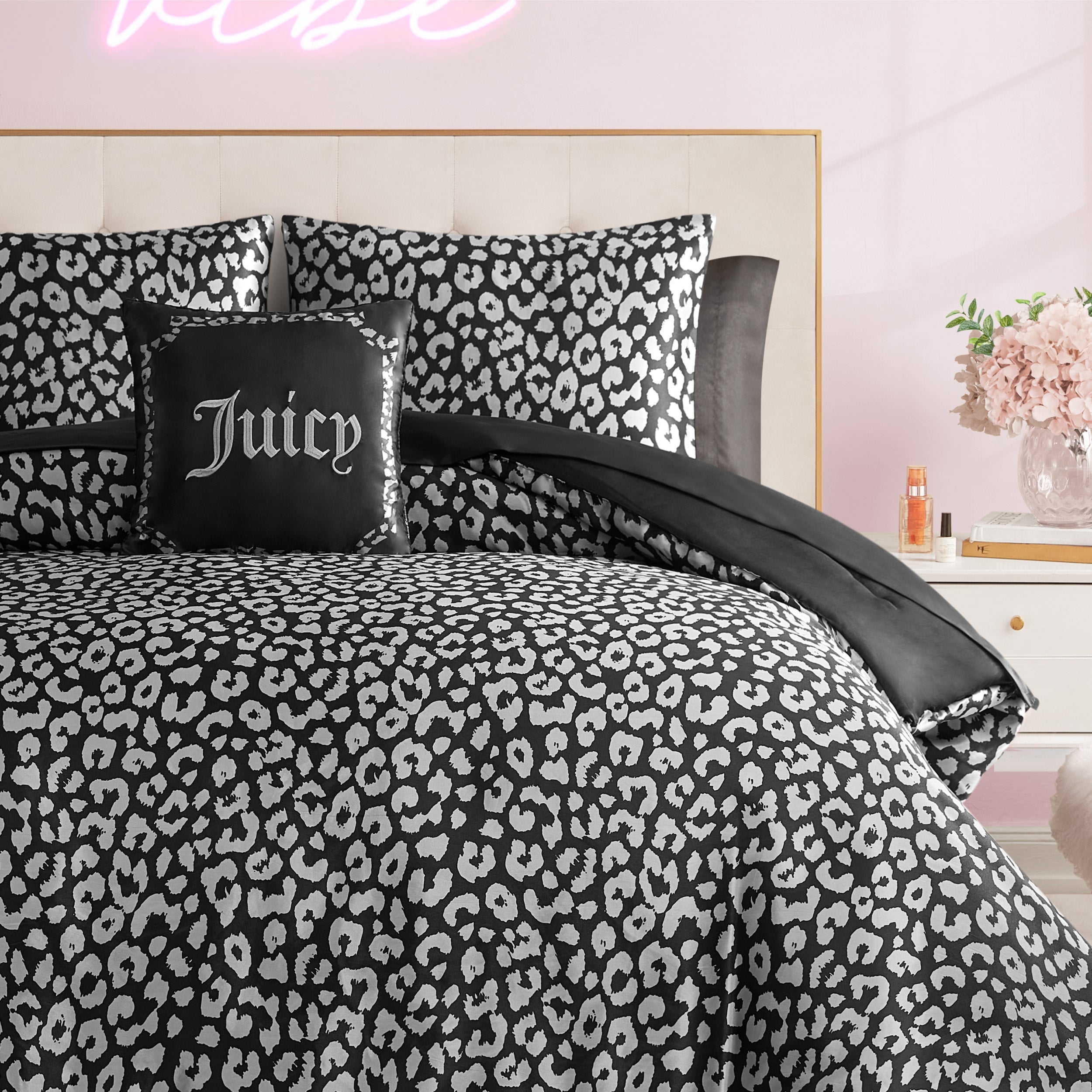 Modern Leopard Satin Bed in a Bag Bedding Set - Image 4