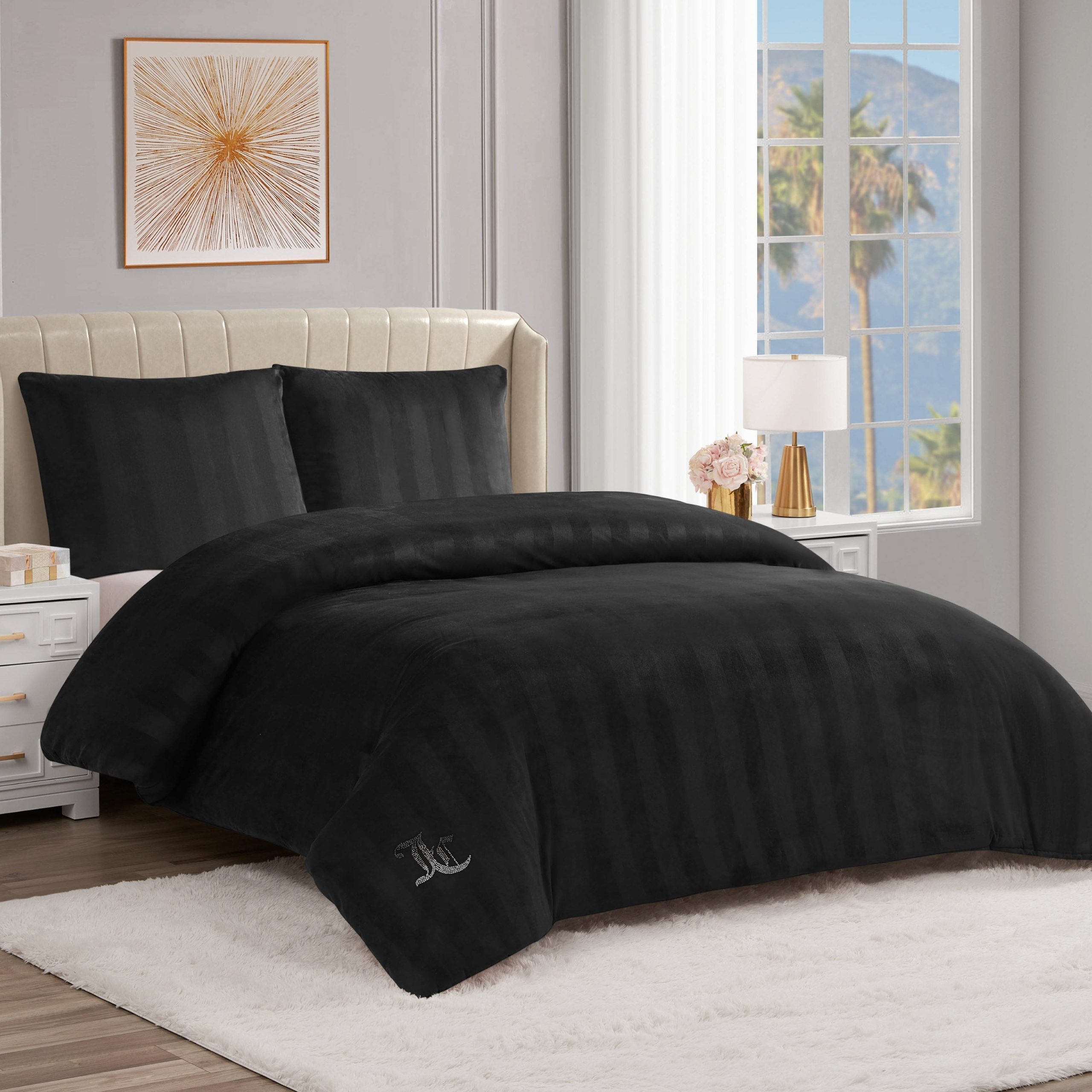 Jenny Velour Striped Jacquard Duvet Set - Image 2