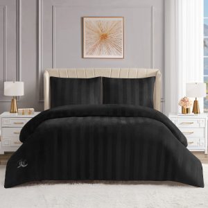 Jenny Velour Striped Jacquard Duvet Set