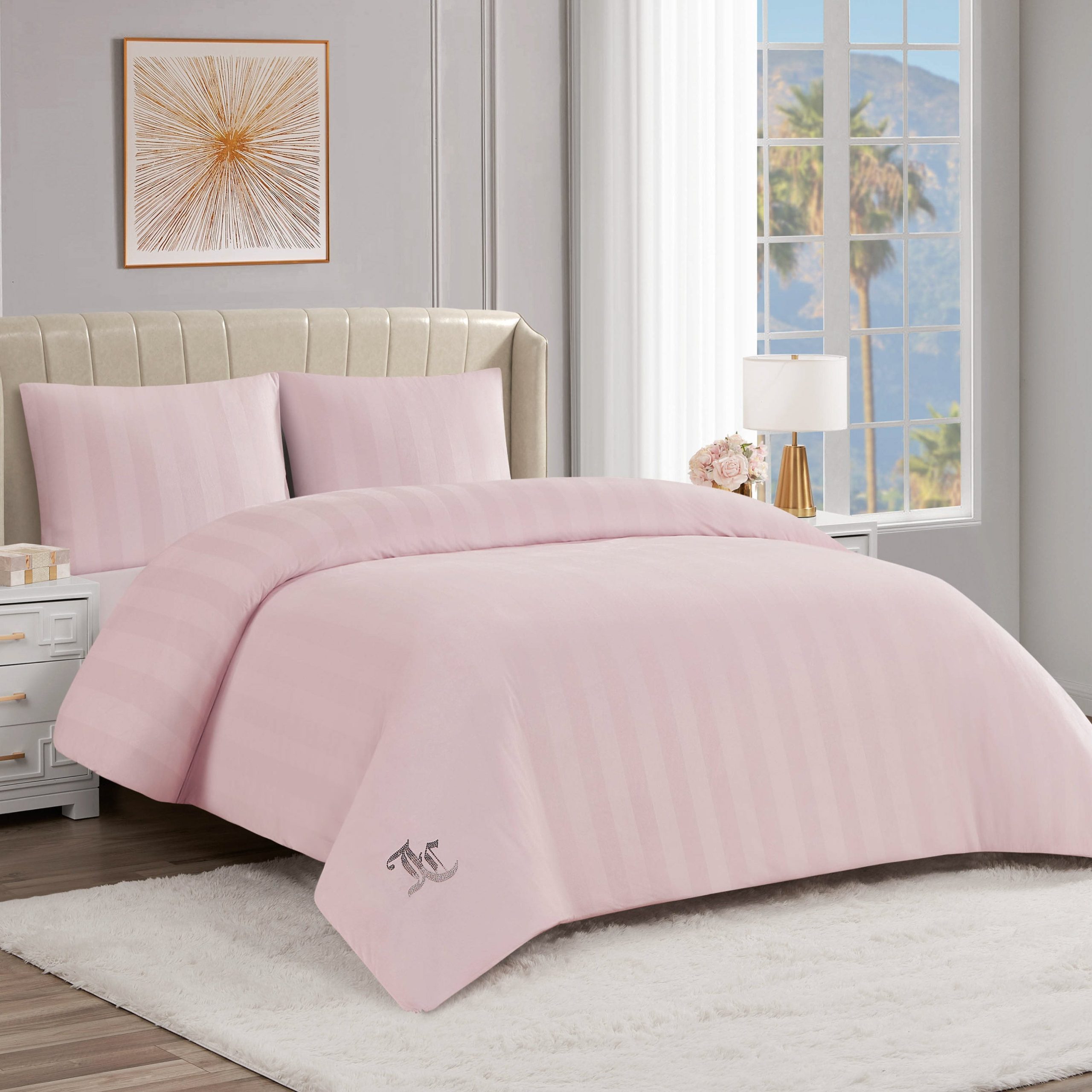 Jenny Velour Striped Jacquard Duvet Set - Image 2