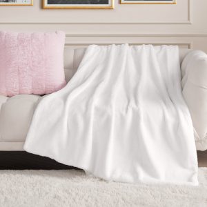 Solid Rabbit Mink Faux Fur Throw Blanket