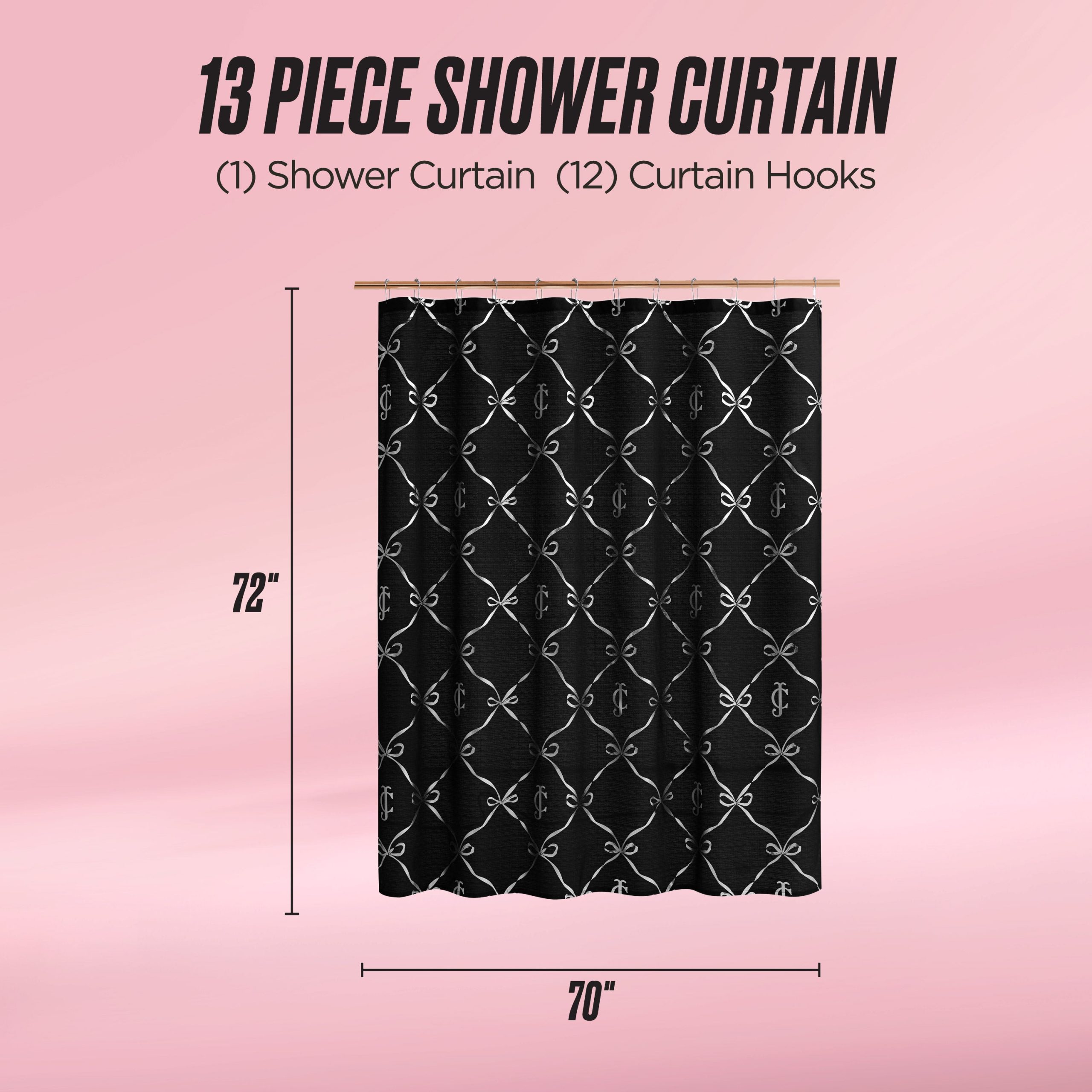 Shower Curtain and Hooks Set - Image 2